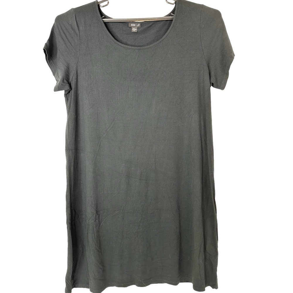 J Jill Wearever Dress Women's Large Tunic Scoop Neck Short Sleeve Stretch Black